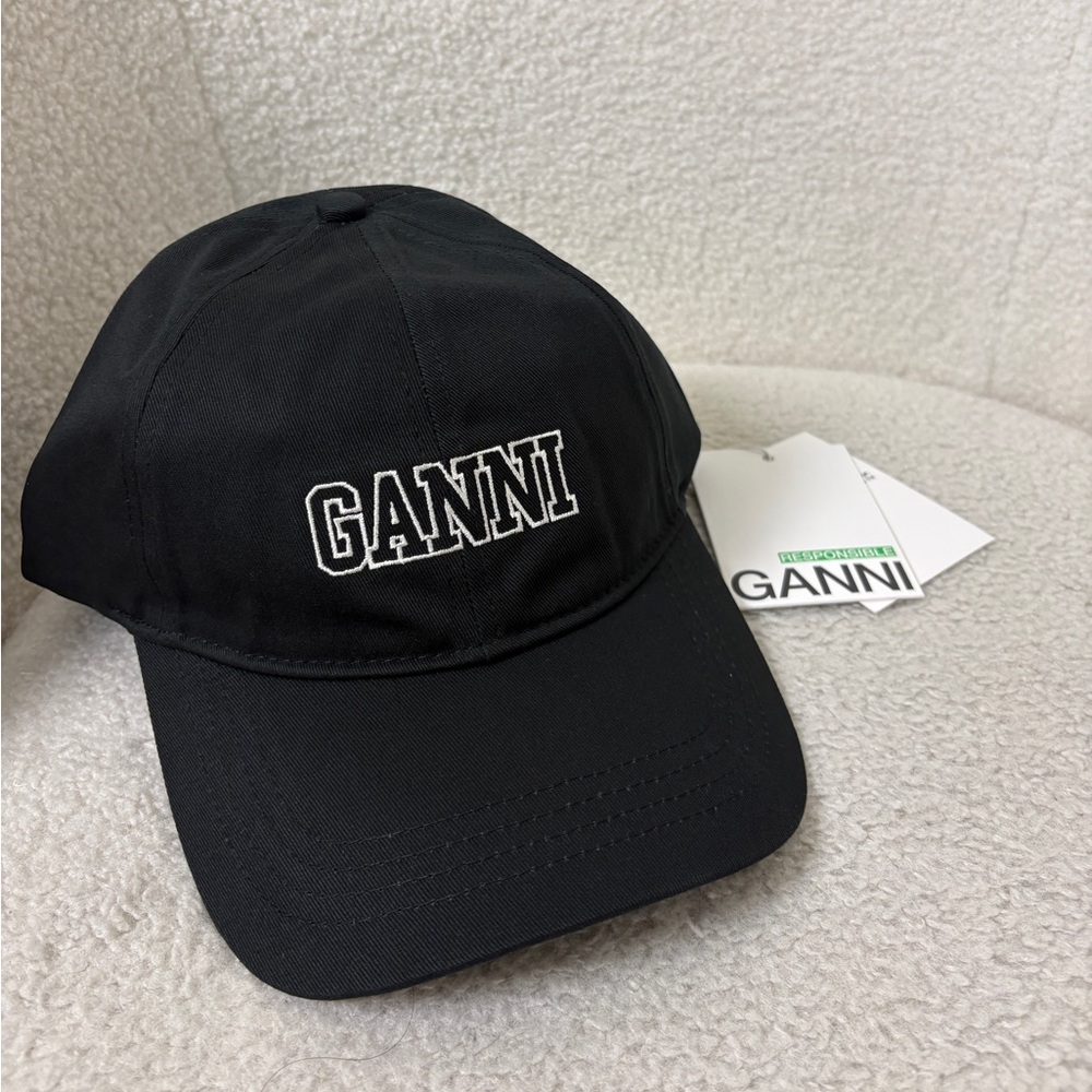 GANNI Black Logo Cap